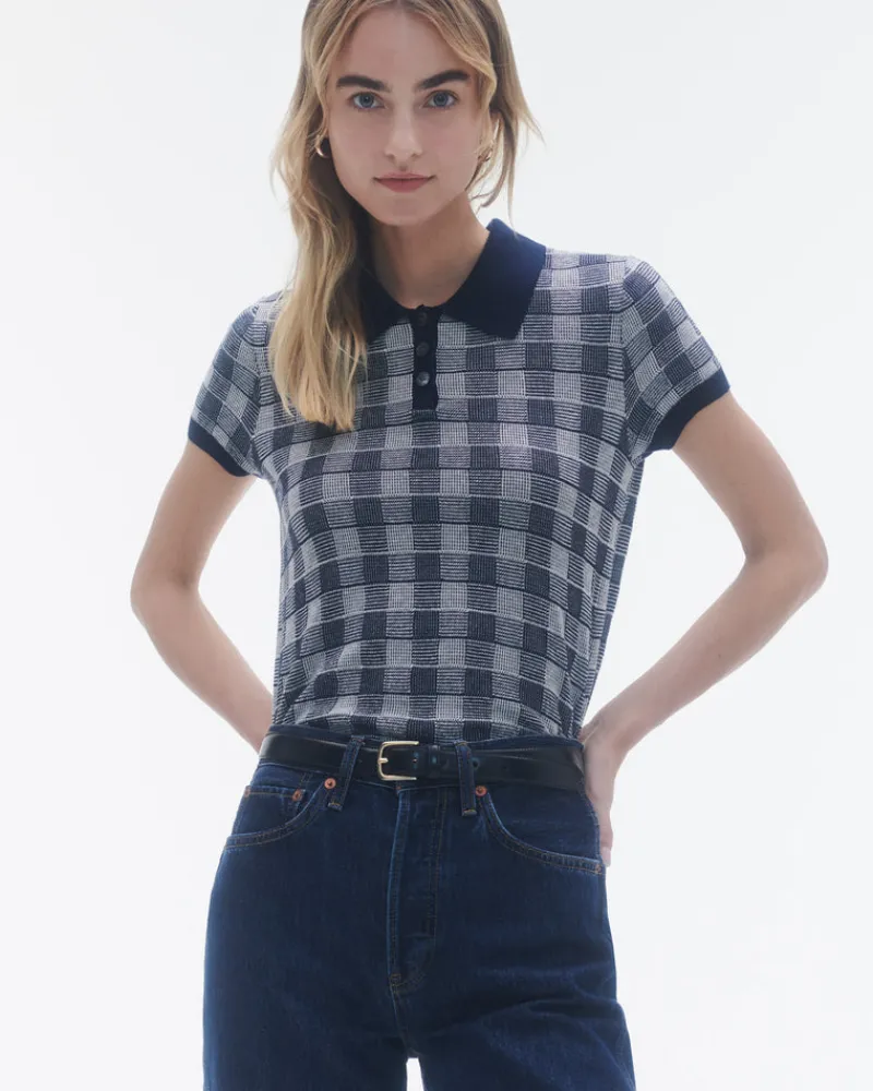 Women Guest In Residenc Tops & Sweaters>Gingham Shrunken Polo